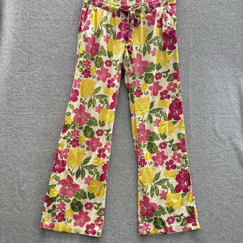 Old Navy 100% Cotton Low Rise Retro Floral Pajama Pants Sz S Pink Yellow Boho